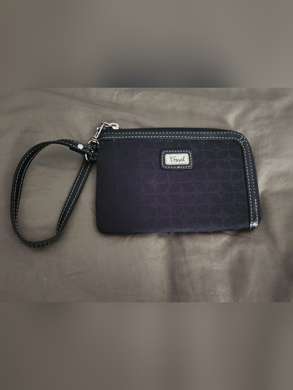 Fossil Black Wristlet with Silver Accents